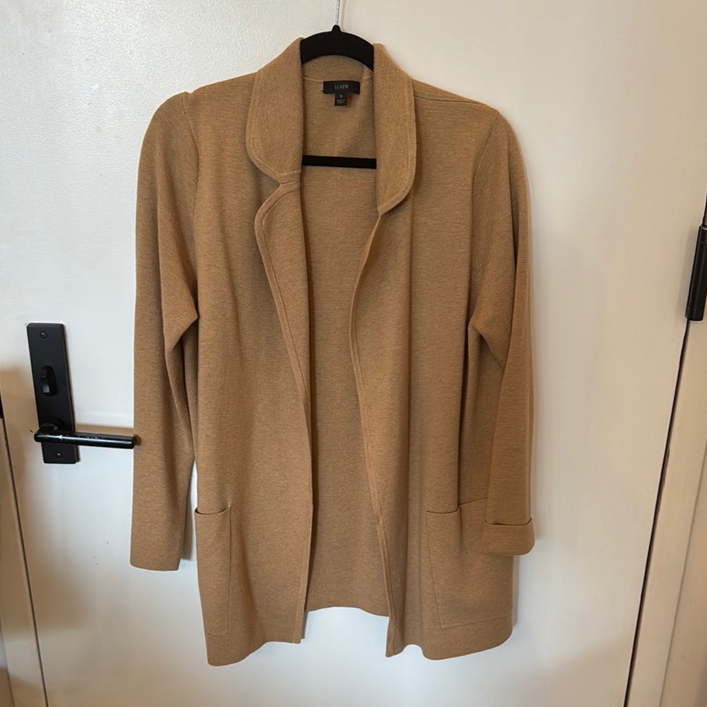 Like new! JCrew open front camel blazer cardigan